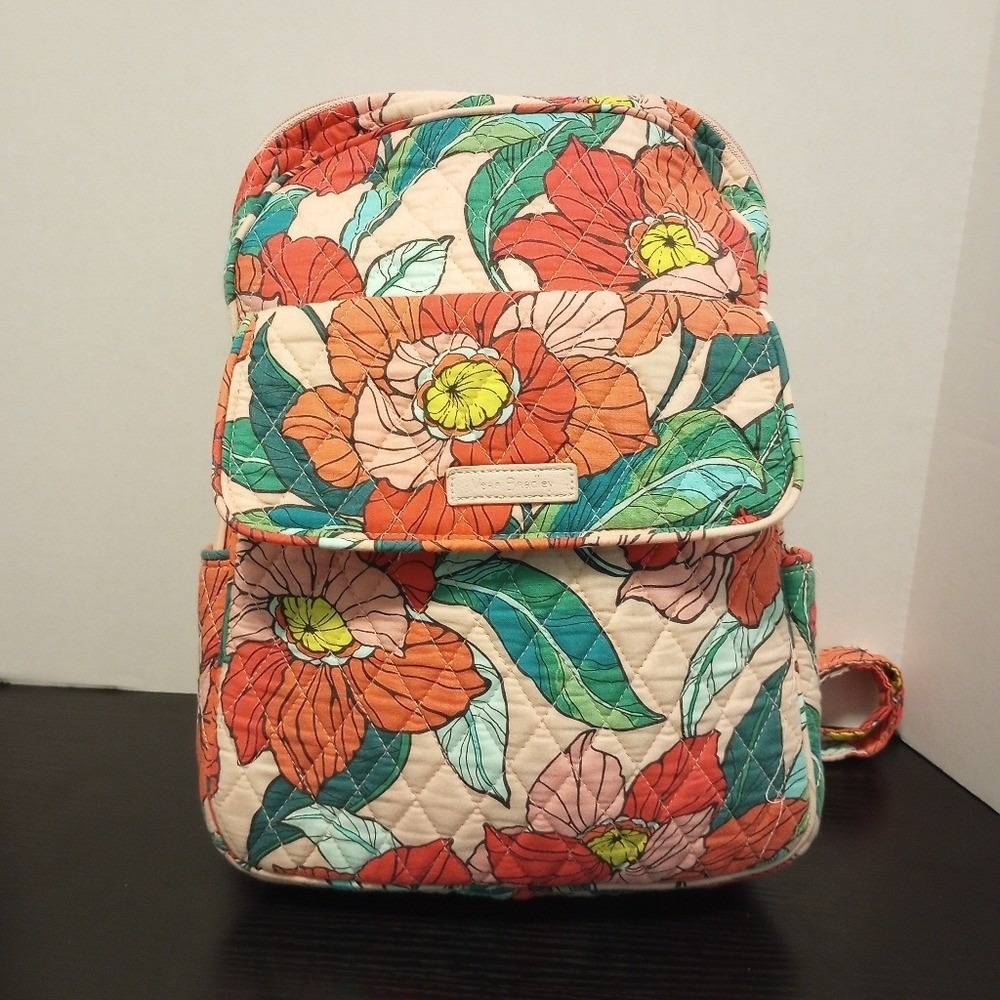 Vera Bradley Pink Floral Quilted Backpack Adjustables Straps
